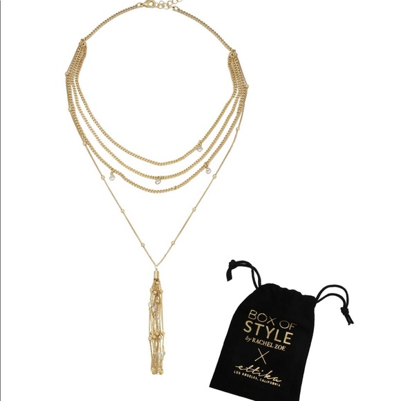 Ettika Layered Chain Drop Tassel Necklace